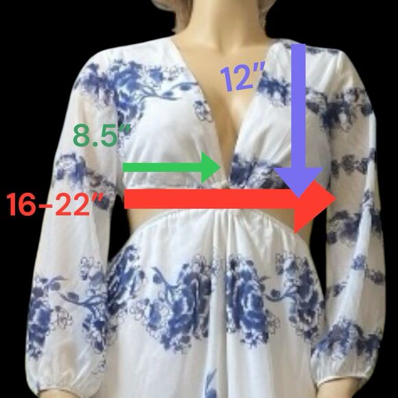 Giffniseti Floral Dress Boho Travel Cut Out Bishop Sleeve Ruffle Flounce Hem XL - Picture 12 of 15